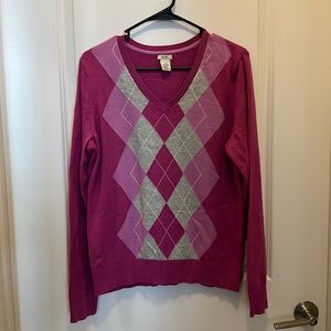 Izod cotton pullover sweater- lovely pink and gray.